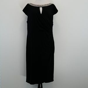 Alex Evenings Black Beaded Dress sz-14